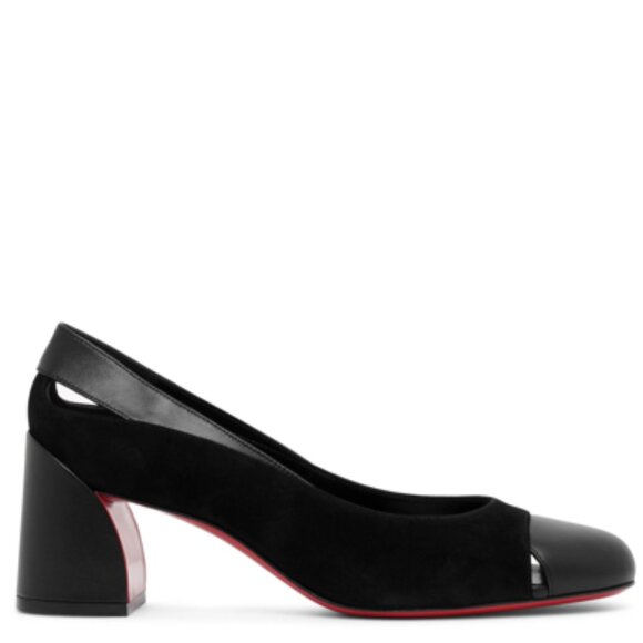 Christian Louboutin MISS DUVETTE 55 Cutout Block Heels Pumps Shoes Black